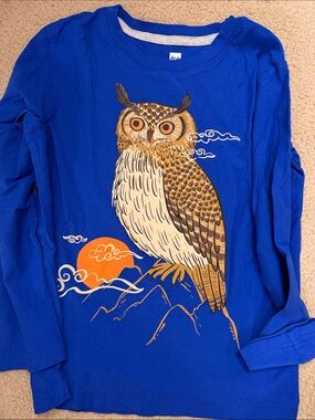 Tea Collection Royal Blue Long-Sleeve Tee with Owl Graphic